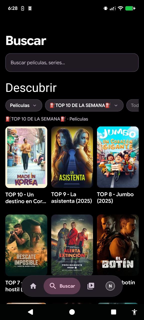 neXStream - Pantalla de Buscar y Descubrir